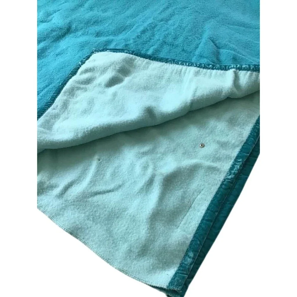 Style Home Automatic Electric Blanket Teal Velvet Trim 79 x 88 Full Queen Vtg